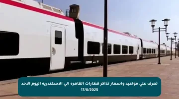 تعرف على مواعيد وأسعار تذاكر قطارات القاهرة إلى الإسكندرية اليوم الأحد 17/8/2025